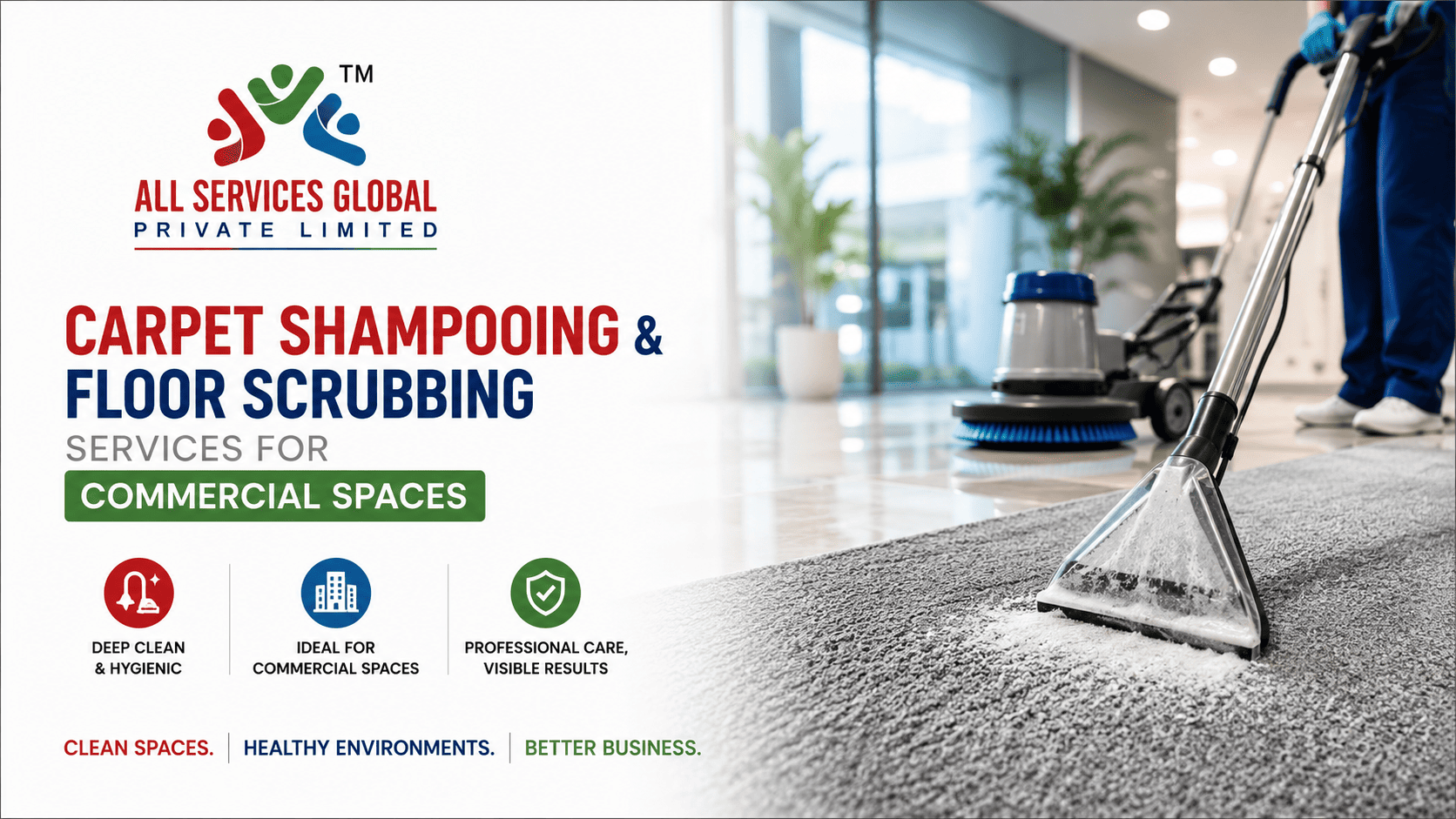 Carpet Shampooing & Floor Scrubbing Services for Commercial Spaces